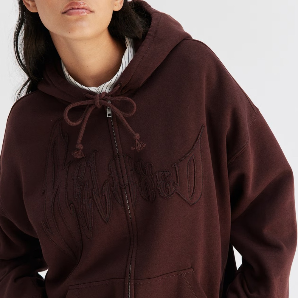 New with tags Warm and soft brown hoodie with the zip. Size S.